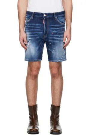 Dsquared2 Short bleu en denim à effet délavé