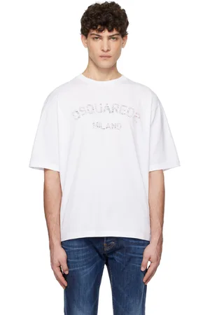 Dsquared2 T-shirt décontracté blanc à logo à effet délavé