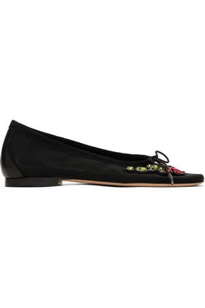 Simone Rocha Ballerines noires en filet à appliqué floral