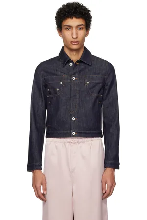 Jean Paul Gaultier Blouson bleu en denim à assemblage inversé