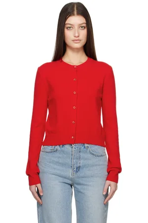 DUNST Cardigan rouge en tricot à col ras du cou