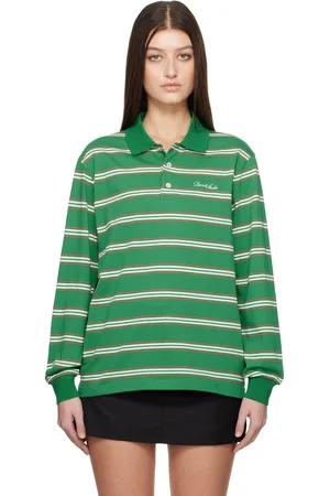 DUNST Polo vert à rayures et à col classique