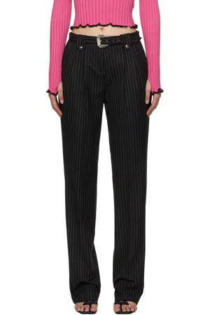 VERSACE Pantalon noir à rayures fines