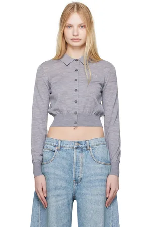 Alexander Wang Cardigan gris à logo High-Frequency étagé