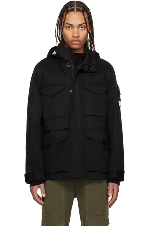 Stone Island Blouson de randonnée noir en Raso Gommato à trois épaisseurs