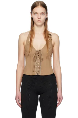 VERSACE Camisole brun clair à laçage