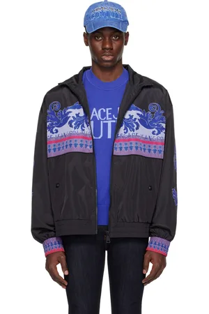 VERSACE Blouson noir à motif Animalier