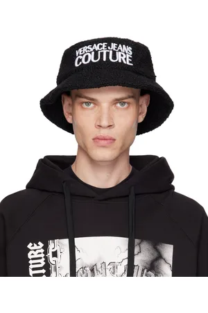VERSACE Chapeau bob noir en laine à logo