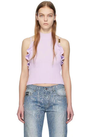 VERSACE Camisole mauve en tricot côtelé