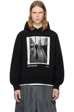 SACAI Pull à capuche noir à image
