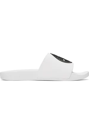 VERSACE Sandales à enfiler blanches à logo contrecollé