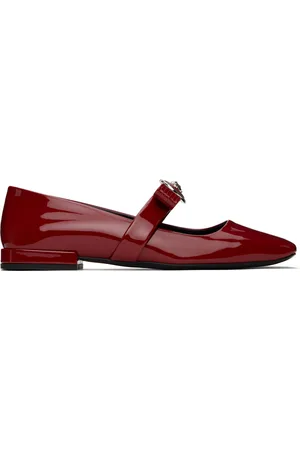 VERSACE Ballerines rouges en cuir verni à boucle Gianni