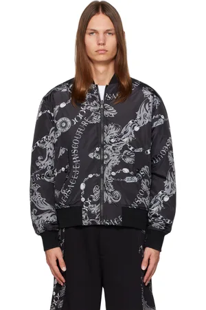 VERSACE Blouson aviateur réversible noir à motif Chain Couture