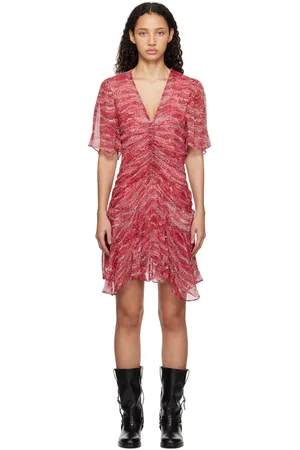 Isabel Marant Robe courte Vivenne rose et rouge
