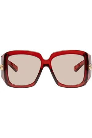 Gucci Lunettes de soleil carrées surdimensionnées bourgogne