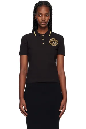 VERSACE Polo noir à logo circulaire