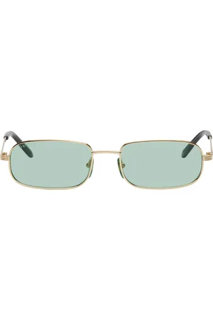 Gucci Lunettes de soleil rectangulaires dorées