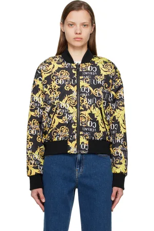 VERSACE Blouson aviateur réversible noir à motif graphique