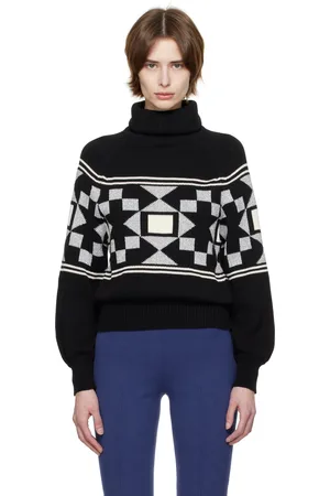 High Col roulé Lara noir à motif en tricot Fair Isle