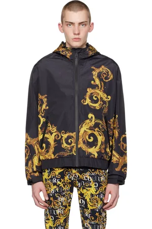 VERSACE Blouson noir à motif Watercolor Couture