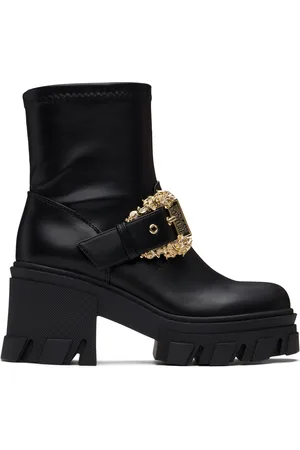 VERSACE Bottines Sophie noires à boucle Baroque