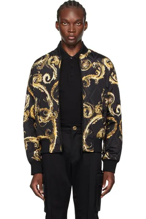 VERSACE Blouson aviateur réversible noir à motif Chromo Couture