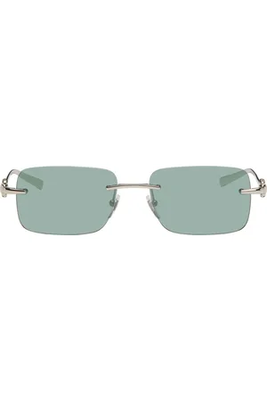 Gucci Lunettes de soleil argentées à barre supérieure et à mors