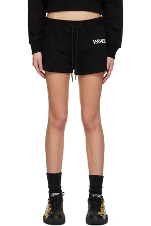 VERSACE Short noir à logo brodé