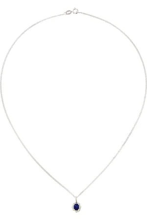 Bleue Burnham Collier Bamboo argenté à petit pendentif