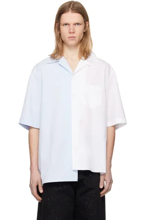 Lanvin Chemise asymétrique contrastée bleu et blanc