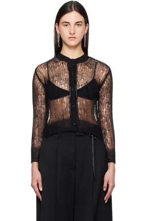 Simone Rocha Cardigan à manches longues noir à ourlet écourté