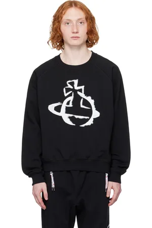 Vivienne Westwood Pull molletonné noir à manches raglan et à orbe modifiée