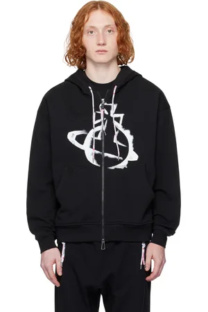 Vivienne Westwood Pull à capuche noir à orbe modifiée et à glissière