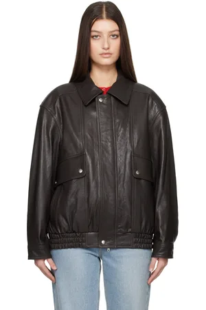 DUNST Blouson rétro surdimensionné brun en cuir