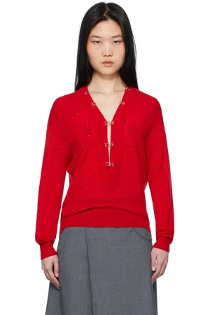 AO Yes Pull Cabochon rouge à col en V