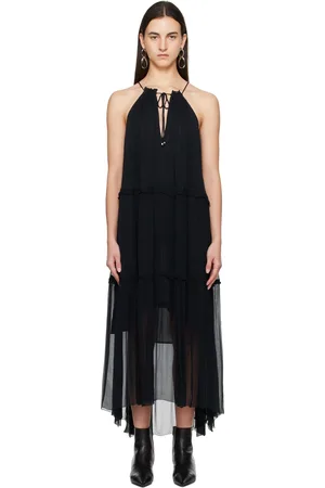 Isabel Marant Robe longue Alita noire en crêpe chiffon