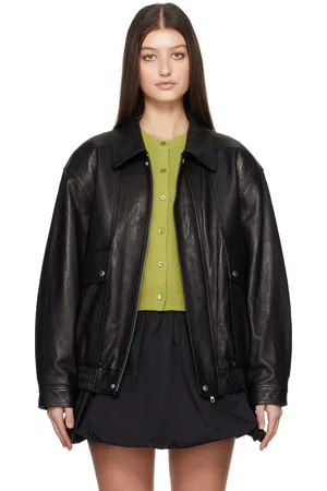 DUNST Blouson rétro surdimensionné noir en cuir
