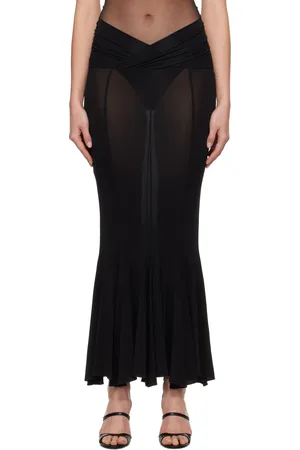 Nensi Dojaka Jupe midi évasée noire à taille étagée