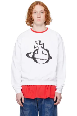 Vivienne Westwood Pull molletonné blanc à manches raglan et à orbe modifiée