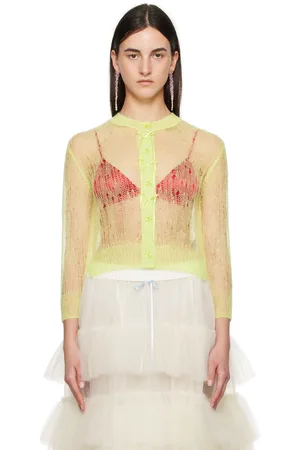 Simone Rocha Cardigan à manches longues vert à ourlet écourté
