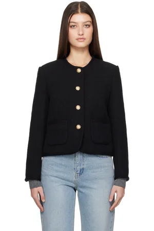 DUNST Blouson noir en tweed de fil bouclé