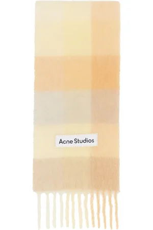 Acne Studios Écharpe jaune et orange en mohair à carreaux