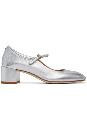 Aeyde Chaussures Charles IX à talon bottier Aline argentées en cuir