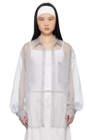 Gil Rodriguez Chemise surdimensionnée grise en organza à boutons