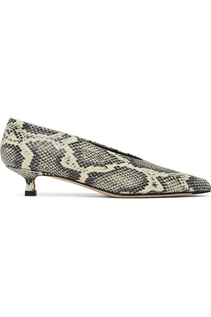 Aeyde Chaussures à petit talon Clara beige et noir en cuir