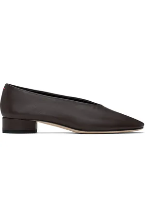 Aeyde Ballerines Delia brunes en cuir