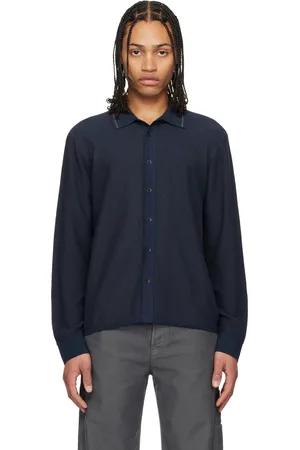 RAG&BONE Chemise Harvey bleu marine en tricot