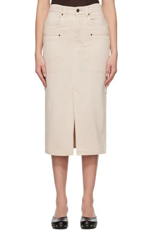 Isabel Marant Jupe midi Britt beige en denim