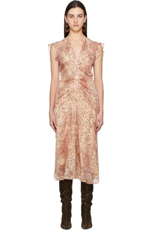 Isabel Marant Robe midi Lyndsay rouge et blanc