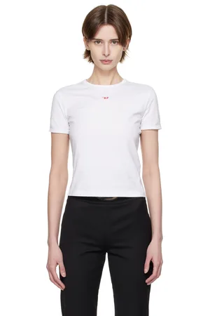 Diesel T-shirt Uncutie-Long blanc à écusson à logo